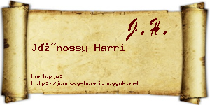 Jánossy Harri névjegykártya